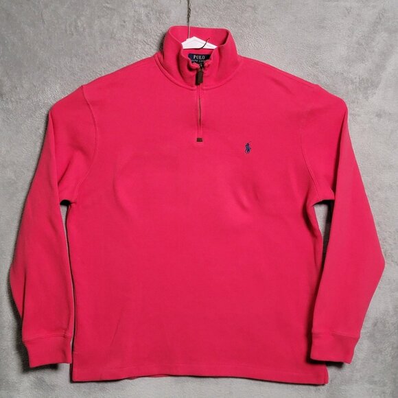Polo Ralph Lauren Other - Polo Ralph Lauren Pullover Mens Large Pink 1/4 Zip Sweater Pony Mock Neck Cotton